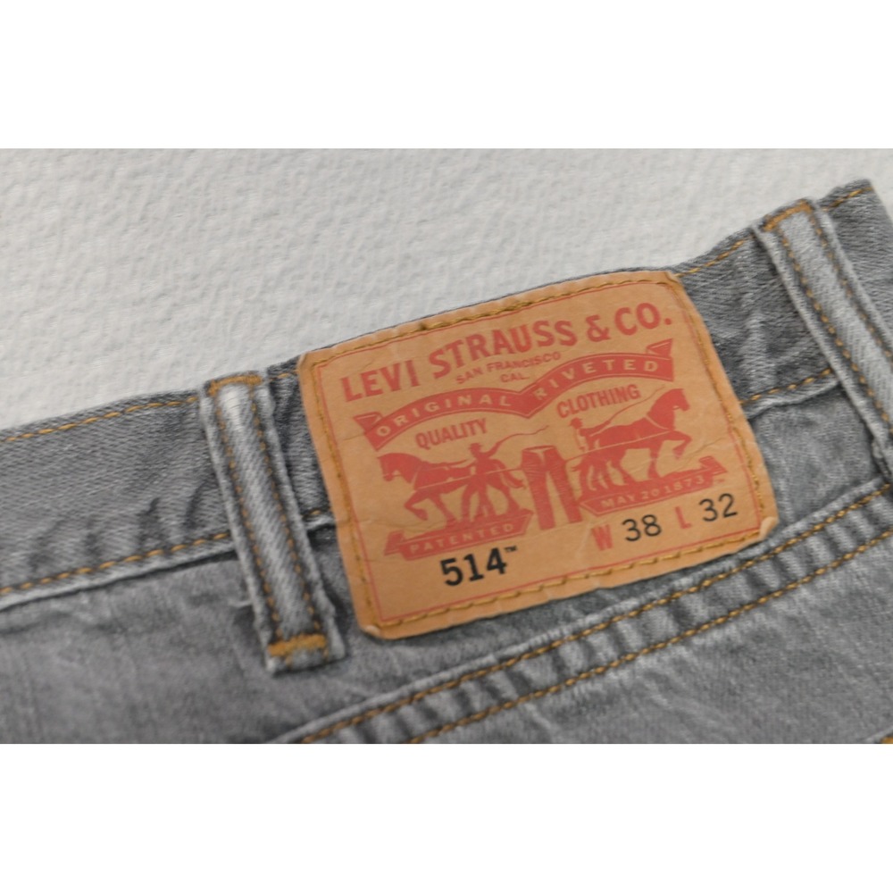 Levi's 514 Slim Straight Jeans Mens 38x32 Gray Denim Cotton Pants Excellent